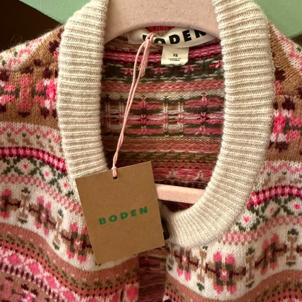 Pink and white Boden knitted cardigan xs with tags orig $230 - Picture 3 of 5